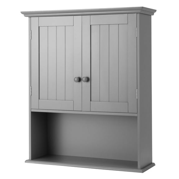 Topbuy Wall Mounted Bathroom Cabinet Medicine Cabinet Storage Organizer with 2 Doors & Adjustable Shelf Grey