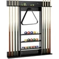 thumbnail image 1 of Topbuy Wall-Mounted Billiard Pool Cue Rack Pool Sticker Holder for Storing Cues & Pool Table Equipment Accessories Black, 1 of 9