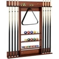 thumbnail image 1 of Topbuy Wall-Mounted Billiard Pool Cue Rack Pool Sticker Holder for Storing Cues & Pool Table Equipment Accessories Brown, 1 of 9