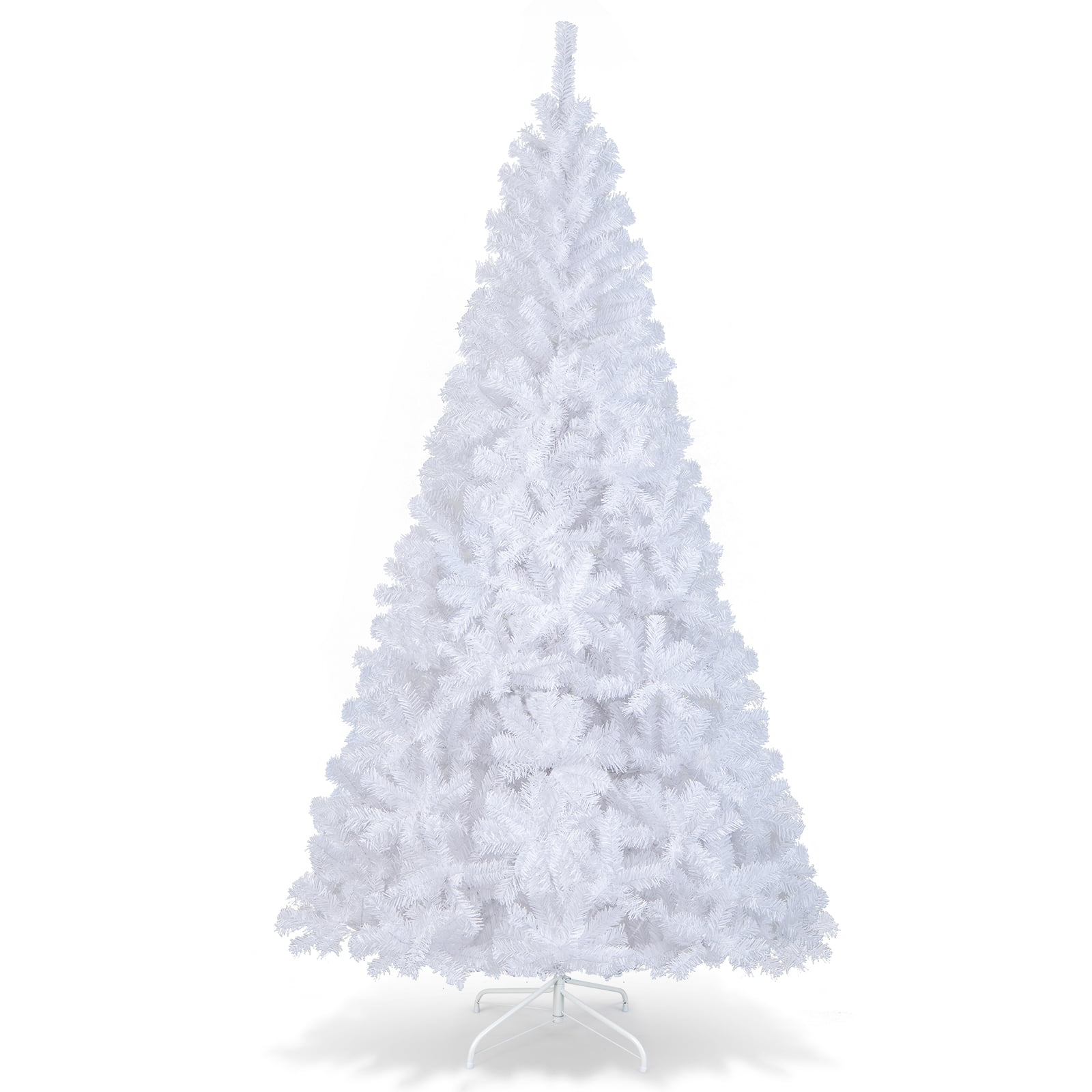 Topbuy 7' White Unlit Full Christmas Tree with Sturdy Metal