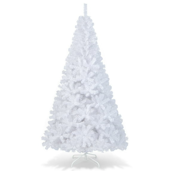 Topbuy 7'Artificial White PVC Christmas Tree Outdoor w/ Metal Stand and Anti-scratching Cover