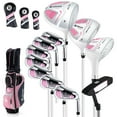 thumbnail image 1 of Topbuy Women's Complete Golf Club Set, Includes 460CC #1 Driver, #3 Fairway, #5 Hybrid,3 Head Covers & Portable Cart Bag Pink, 1 of 9