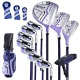 thumbnail image 1 of Topbuy Women's Complete Golf Club Set, Includes 460CC #1 Driver, #3 Fairway, #5 Hybrid,3 Head Covers & Portable Cart Bag Purple, 1 of 9