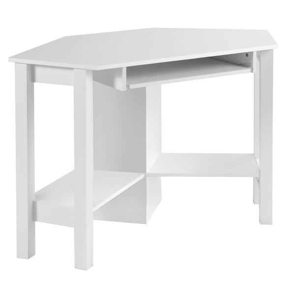 Topbuy Wooden Corner Computer Desk with Drawer Office Study Table White