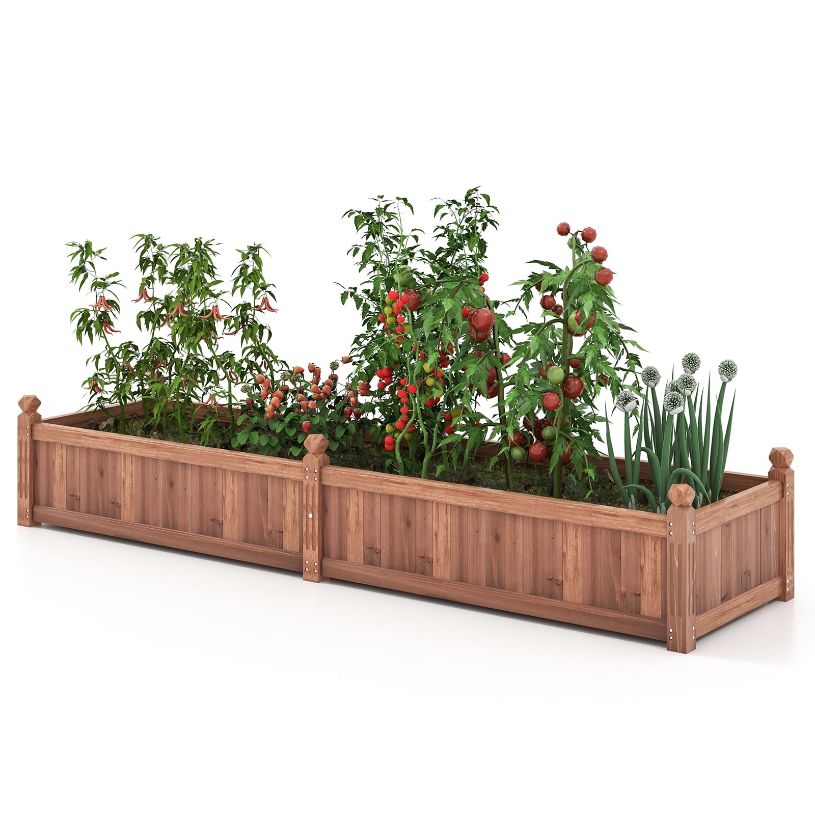 Topbuy Wooden Raised Garden Bed Outdoor Rectangular Planter Box w ...