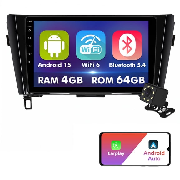 Topcar 4+64G Android 15 10.1" Car Stereo for Nissan Rogue 2014-2018 Wireless CarPlay Android Auto