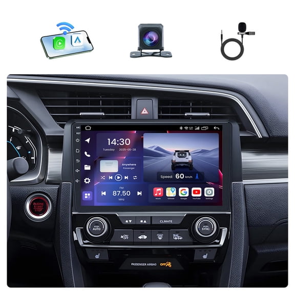 Topcar Car Radio Stereo for Honda Civic 2016-2020 with 9" Touchscreen, 2+32G Android 15, Built-in Wireless Carplay/Android Auto/GPS/Bluetooth/Backup Camera
