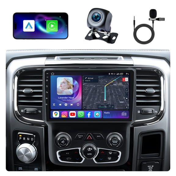 Topcar Dodge Ram 1500 2500 3500 2013-2018 Auto A/C 9" Android 15 Car Radio with Apple CarPlay, Android Auto, 5G WiFi, Backup Camera, SWC, FM & GPS, 4+64G