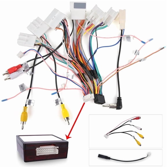 Topcar Radio Wiring Harness Adapter for Toyota Prius Camry RAV4, 16Pin Plug & Play with Canbus, RCA Cable & Original USB