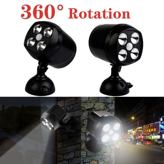 Topchances 2-Pack Motion Sensor LED Spotlights, 600 Lumens, Battery Powered, Weatherproof, Black