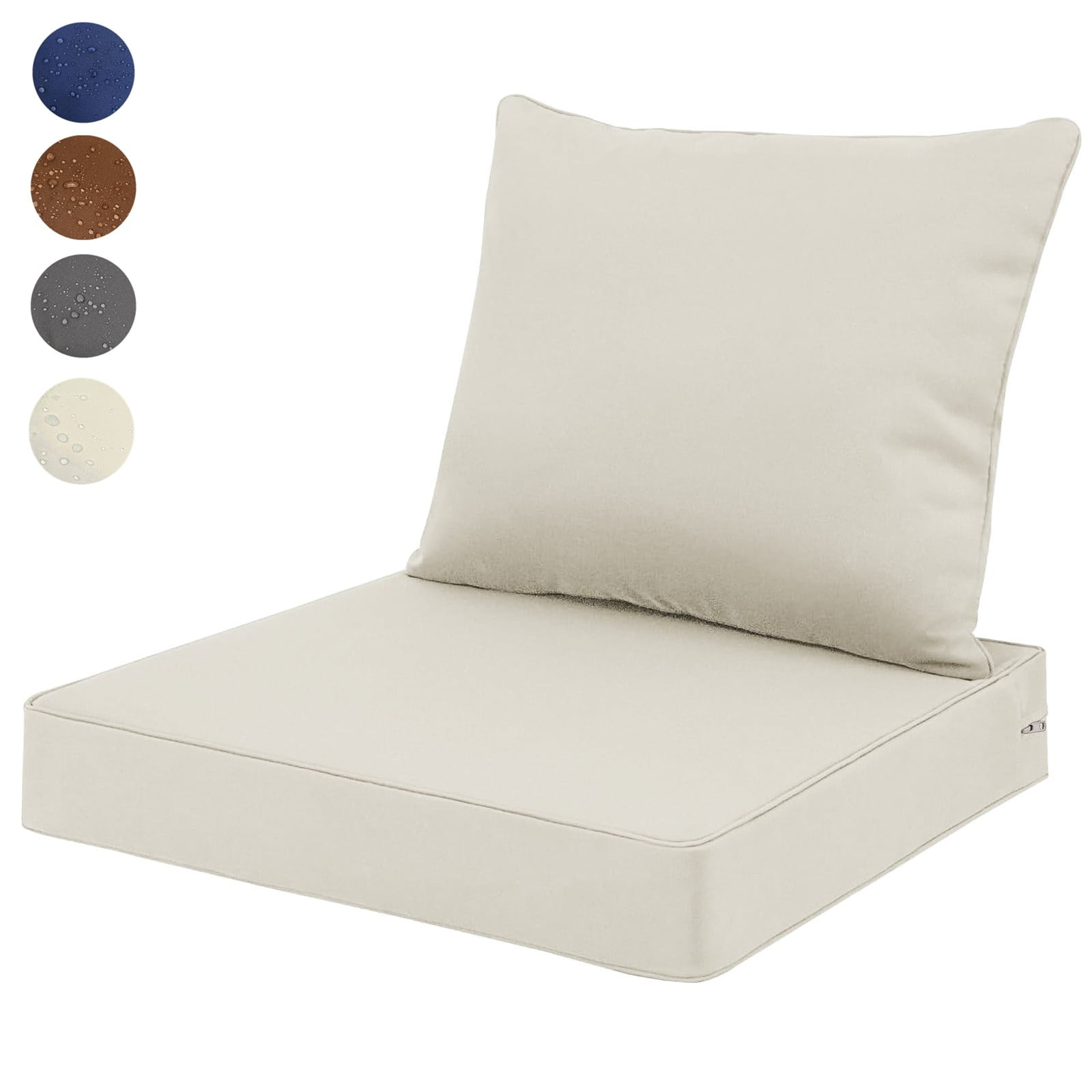 Topchances 22x22 Inch Outdoor Cushions for Patio Furniture, Waterproof Outdoor Chair Cushions Waterproof Fade-Resistant Deep Seat Sofa Pads Replacement, Beige