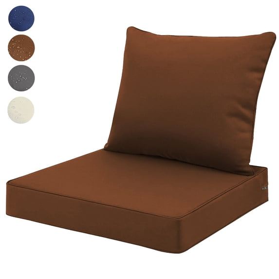 Topchances 22x22 Inch Outdoor Cushions for Patio Furniture, Waterproof Outdoor Chair Cushions Waterproof Fade-Resistant Deep Seat Sofa Pads Replacement, Brown