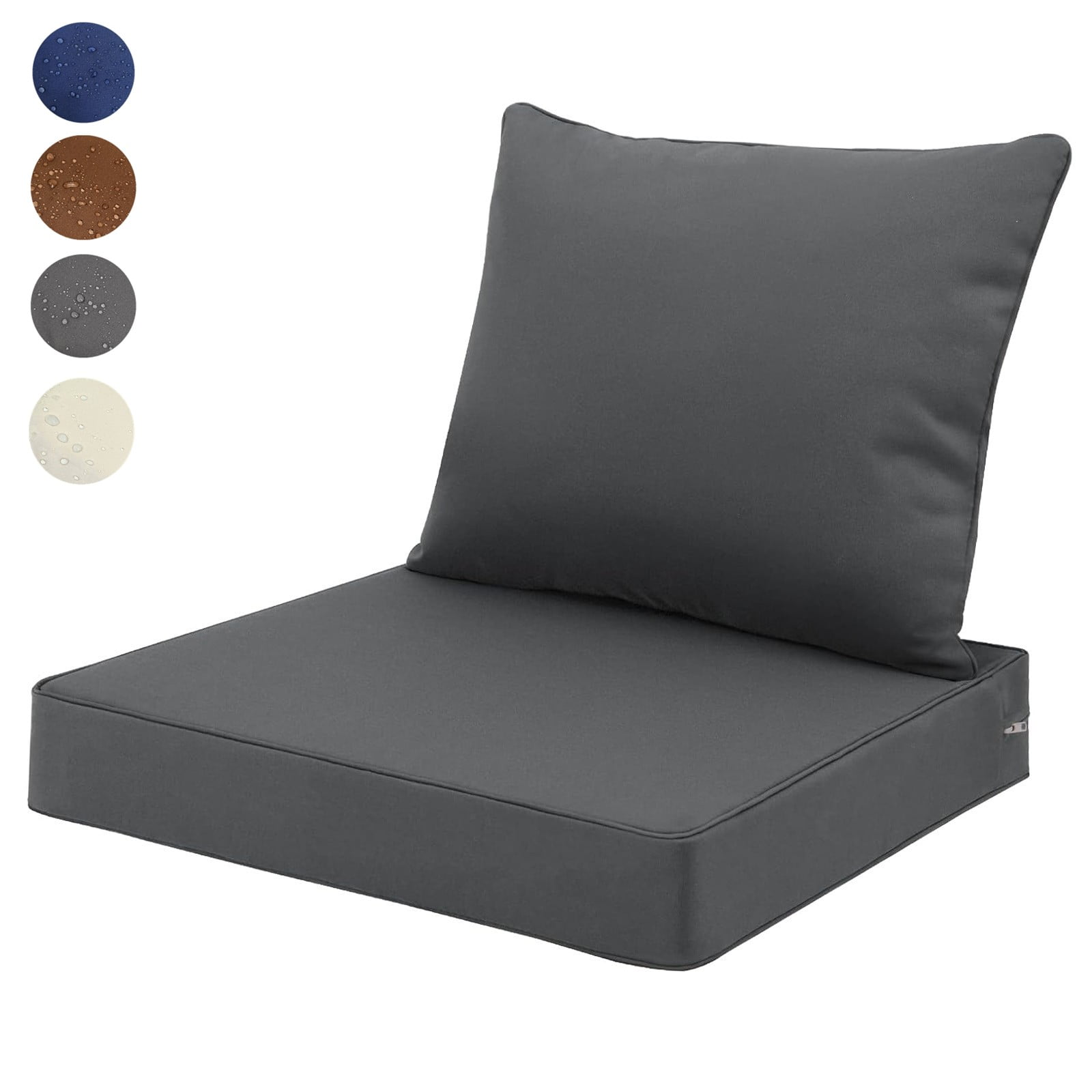 Topchances 22x22 Inch Outdoor Cushions for Patio Furniture, Waterproof Outdoor Chair Cushions Waterproof Fade-Resistant Deep Seat Sofa Pads Replacement, Dark Grey