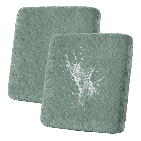 Topchances 2Pcs Stretch Patio Cushion Covers, Waterproof Outdoor Cushion Cover Replacement for Patio Furniture Protector (Green)