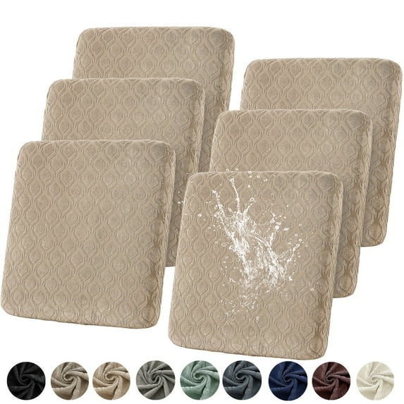 Topchances 6Pcs Patio Cushion Covers, Stretch Outdoor Water Resistant Sofa Cushion Cover Replacement for Patio Furniture Protector (Khaki)