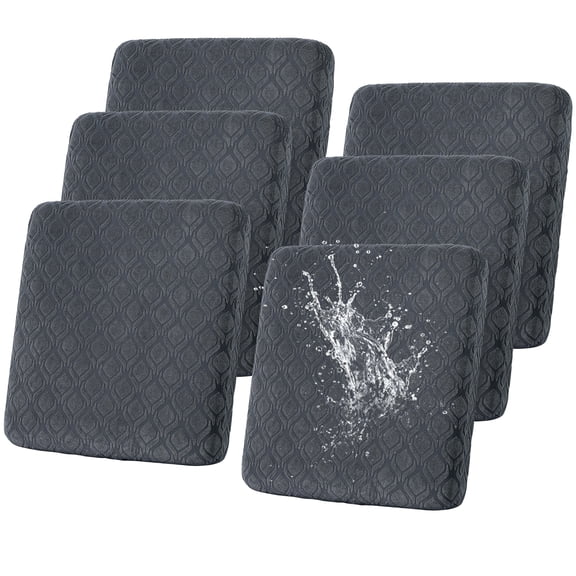 Topchances 8Pcs Stretch Patio Cushion Covers, Waterproof Outdoor Cushion Cover Replacement for Patio Furniture Protector (Dark Grey)