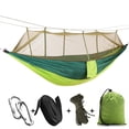 thumbnail image 1 of Topchances Camping Hammock 2-Person Parachute Fabric Hammock with Mosquito Net Green, 1 of 9