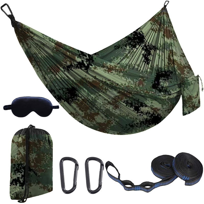 Topchances Camping Hammock, 210T Nylon Lightweight Single Hammock with 2 Tree Straps and Carry Bag, Great for Outdoor, Indoor Beach, Camping, Camouflage