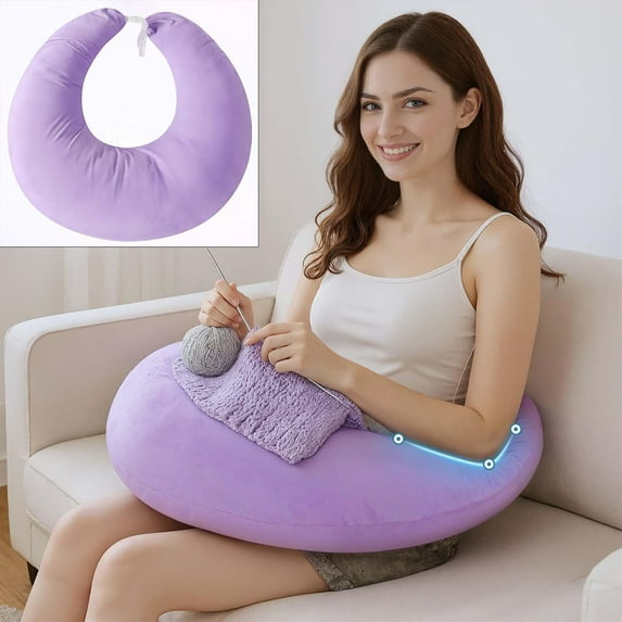 Topchances Compact Gaming Reading Pillows, Ergonomic Arm Support Pillow for Working, Crocheting, Reading, Breastfeeding (Light Purple)