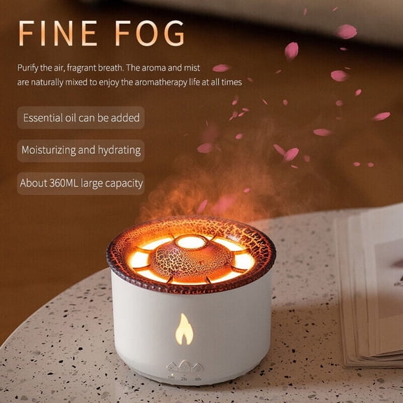 Topchances Essential Oil Diffuser, Air Humidifier with Flame Light Effect, Dual Spray Mode Diffuser, Waterless Auto Shut-Off for Home, Office, Room