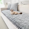 thumbnail image 1 of Topchances Fuzzy Couch Covers, Faux Mink Wavy Sofa Slipcover Mat for Pets,  Anti-Slip Furniture Protector Pet Bed Mat for Dogs Cats (Light Gray, 28''x82''), 1 of 8