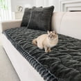thumbnail image 1 of Topchances Fuzzy Couch Covers, Faux Mink Wavy Sofa Slipcover Mat for Pets,  Anti-Slip Furniture Protector Pet Bed Mat for Dogs Cats (Dark Gray, 28''x59''), 1 of 8