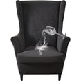 thumbnail image 1 of Topchances Jacquard Wingback Chair Slipcovers 2-Piece Stretch Spandex, Black, 1 of 7