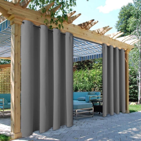 Topchances Outdoor Curtain for Patio Waterproof Extra Long , Rustproof Grommet Public Divider Blackout Thermal Insulated Outdoor Drape for Pergola/Porch, 1 Panel