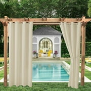 Topchances Outdoor Curtain for Patio Waterproof Extra Long , Rustproof Grommet Public Divider Blackout Thermal Insulated Outdoor Drape for Pergola/Porch, 1 Panel