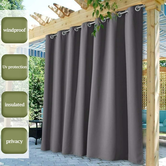 Topchances Outdoor Extra Wide Blackout Curtains, 1 Panel, 100'' x 84" Inches, Grey