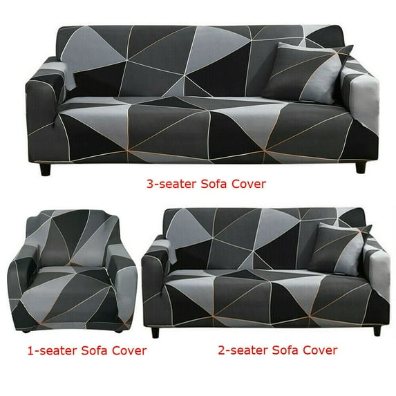 Topchances Printing Stretch Sofa Slipcover, Elastic Non Slip Couch Cover For 1 2 3 4 Seater Sofas, Moving Living Room Furniture Protector (Loveseat Cover, Dark Gray)