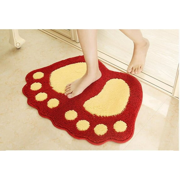Topchances Red and Yellow Soft Microfiber Bath Rug, 20" x 32", Super Absorbent
