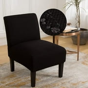 Topchances Slipper Chair Slipcover Stretch Armless Chair Protector Accent Chair Cover Elastic Spandex Modern Solid Home Decor, Black