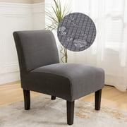 Topchances Slipper Chair Slipcover Stretch Armless Chair Protector Accent Chair Cover Elastic Spandex Modern Solid Home Decor, Dark Grey