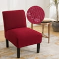 thumbnail image 1 of Topchances Slipper Chair Slipcover Stretch Armless Chair Protector Accent Chair Cover Elastic Spandex Modern Solid Home Decor, Wine Red, 1 of 9