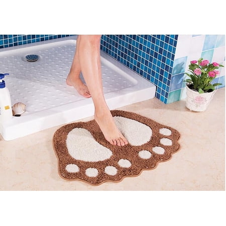 Topchances Soft Solid Print Coffee Microfiber Bath Rug, 20" x 35", Super Absorbent Non-Slip