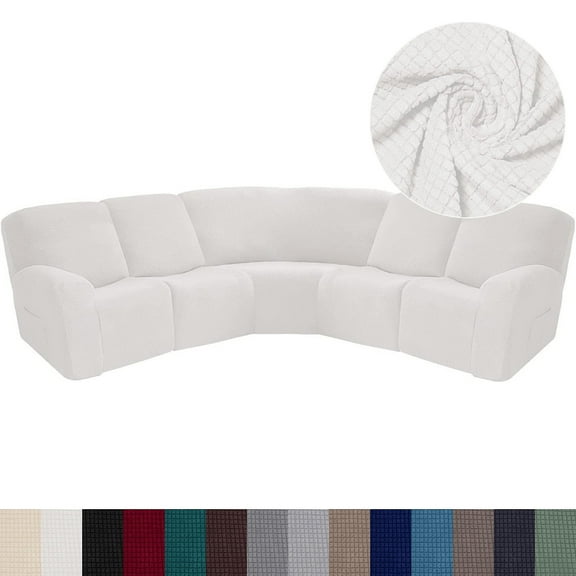 Topchances Stretch 7 Pieces Polyester Recliner Sofa Slipcover, Ivory White