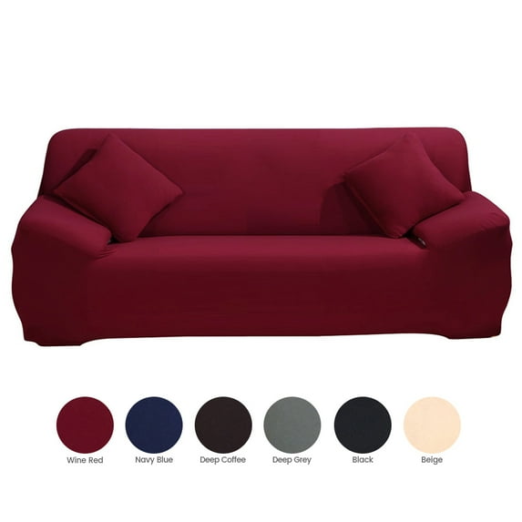 Topchances Stretch Fabric 3-Piece Polyester Spandex Floral Sofa Slipcover, Red