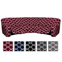 Topchances Stretch Printed Recliner Sofa Cover, 7-Piece Sectional Reclining Couch Covers, 5 Seat Reclining Sofa Slipcovers, Wine Red