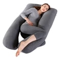 thumbnail image 1 of Topchances U-Shaped Multifunctional Pregnancy Pillow for Side Sleeper, Soft Grey Cotton Cove, 1 of 10
