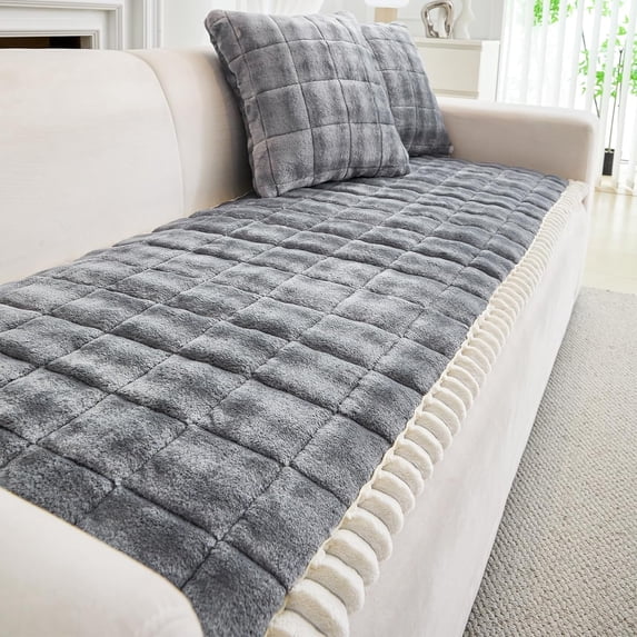 Topchances Velvet Couch Covers for Pets, Sofa Protector for Dogs Cats, Plush Quilted Couch Protective Cover, Pet Bed Mat Couch Cover (Dark Gray, 28x59 in)
