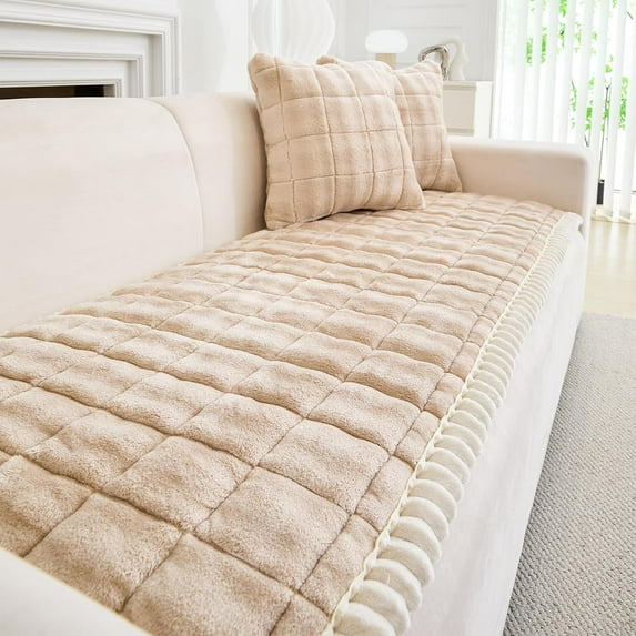 Topchances Velvet Couch Covers for Pets, Sofa Protector for Dogs Cats, Plush Quilted Couch Protective Cover, Pet Bed Mat Couch Cover (Light Brown, 28x59 in)
