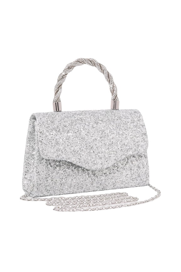 Women Clutch Purses Sparkly Rhinestones Handbags Party Evening Crossbody Bag, Silver