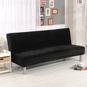 Topchancess Plush Sofa Cover, Sofa Bed Cover Futon Slipcover Solid Color Full Folding Elastic Armless 80 x 50 in