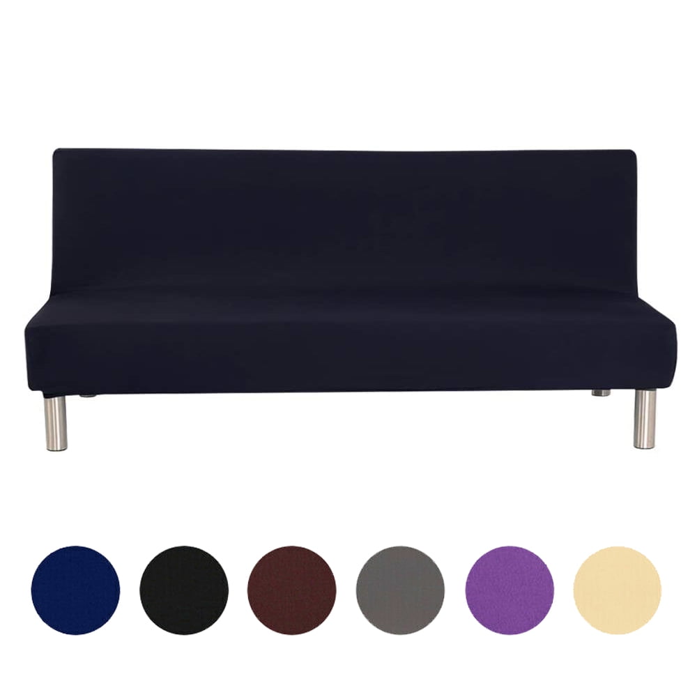 Topchancess Stretch Sofa Bed Cover, Folding Armless Sofa Cover All-Inclusive Futon Slipcover Solid Color, Black