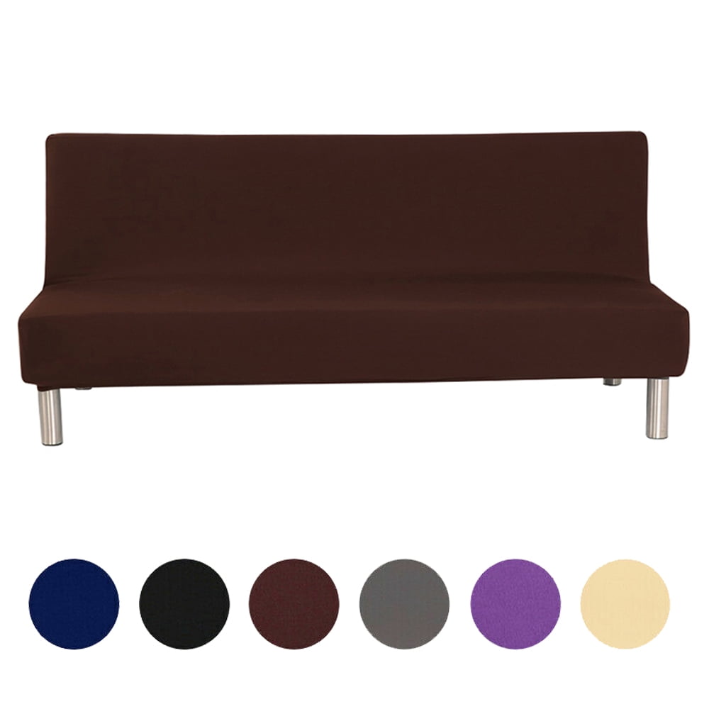 Topchancess Stretch Sofa Bed Cover, Folding Armless Sofa Cover All-Inclusive Futon Slipcover Solid Color, Brown