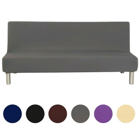 Topchancess Stretch Sofa Bed Cover, Folding Armless Sofa Cover All-Inclusive Futon Slipcover Solid Color, Gray