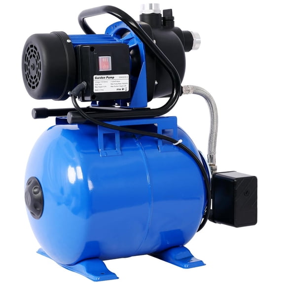 Topcobe 1.6HP Shallow Well Pump with Pressure Tank, Garden Water Pump, Irrigation Pump, Automatic Water Booster Pump for Home Garden Lawn Farm, Premium Shallow Well Jet Pump