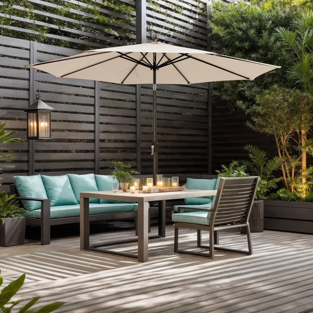 Topcobe 10 Feet Outdoor Patio Umbrella with Tilt Adjustment and Crank, Sunbrella Patio Umbrellas, Beige