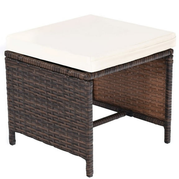 Topcobe 10 Pieces Outdoor Patio Dining Set, Outdoor Deck Furniture, Brown